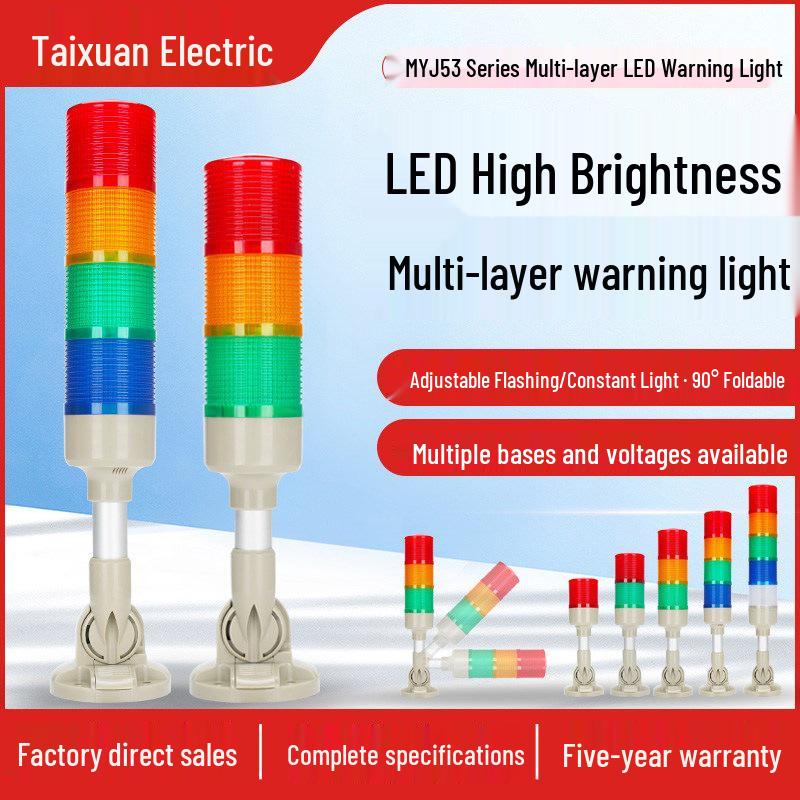 Foldable Multi-layer LED Warning Light with Sound and Three-color Alarm Signal Tower for Machine Tools