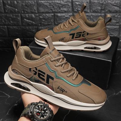 Summer New Men's Shoes Retro Men's Leather Sports Running Shoes Student Casual Waterproof Tooling Dad Shoes