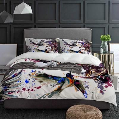 Abstract Ink Hummingbird Flower Painting Bedding Set 3pcs Duvet Cover Pillowcase Quilt Cover Double Bed Set Home Textile