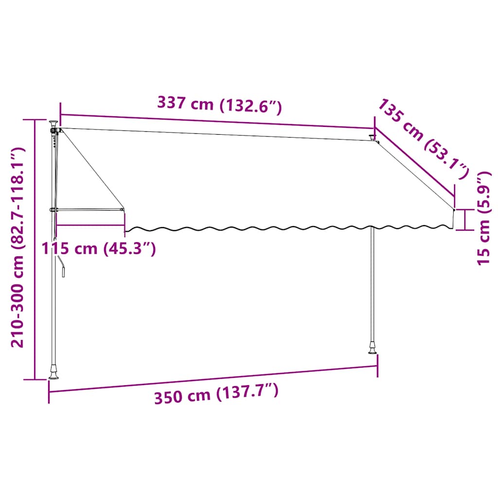 Retractable Awning Manual Operation 350 Cm Cream White