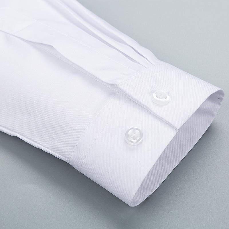 Damska koszula formalna z długim rękawem z włókna bambusowego - Biała, Niegniotliwa