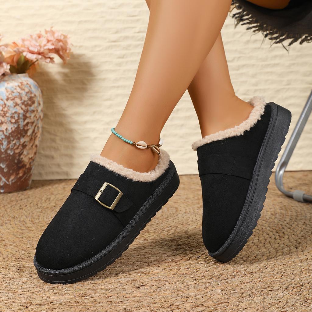 Thick-soled snow boots wish Amazon autumn new velvet bag head empty cotton shoes women's warm belt buckle
