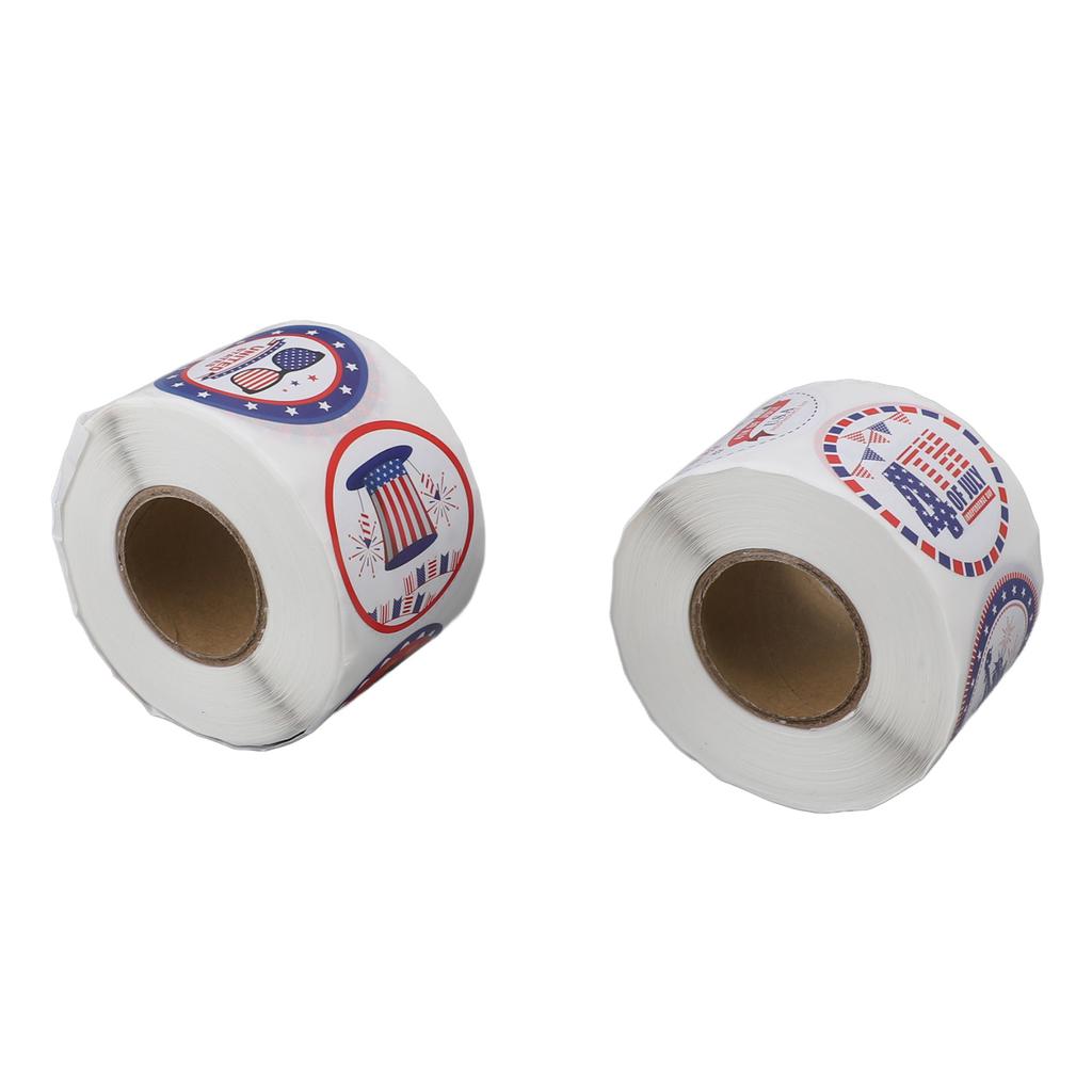 2 Rolls Sticker Patriotic Theme Self Adhesive Sticker Round Cartoon Stickers for Gift Wrapping Envel