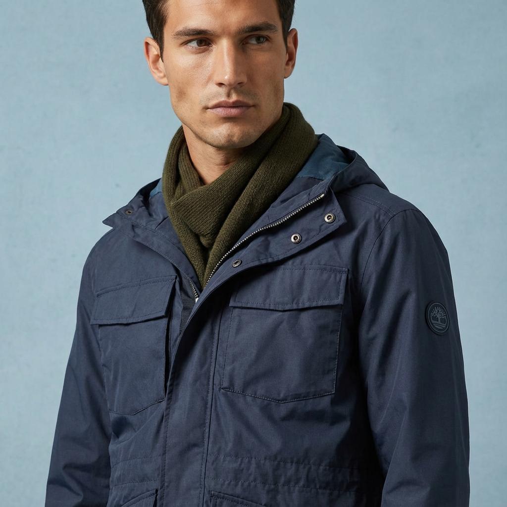 Timberland Jachetă cu glugă și fermoar ascuns, culoare solidă, pentru bărbați, jachete, Albastru A2EQV-433