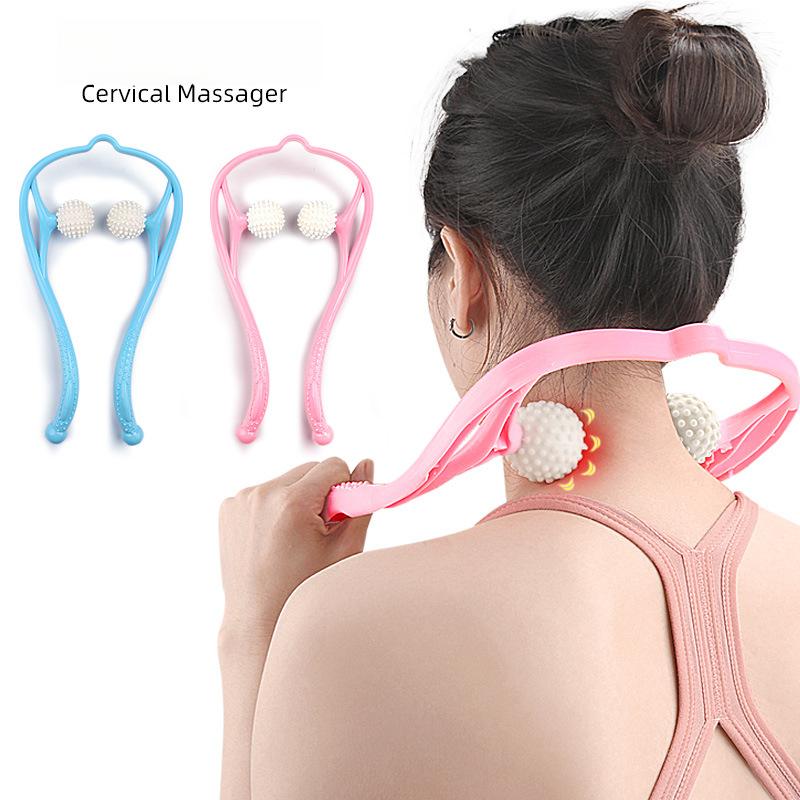 Manual Cervical Massager Household Multifunctional Neck Shoulder and Neck Roller Meridian Clip Neck Handheld Massage Cervical Spine
