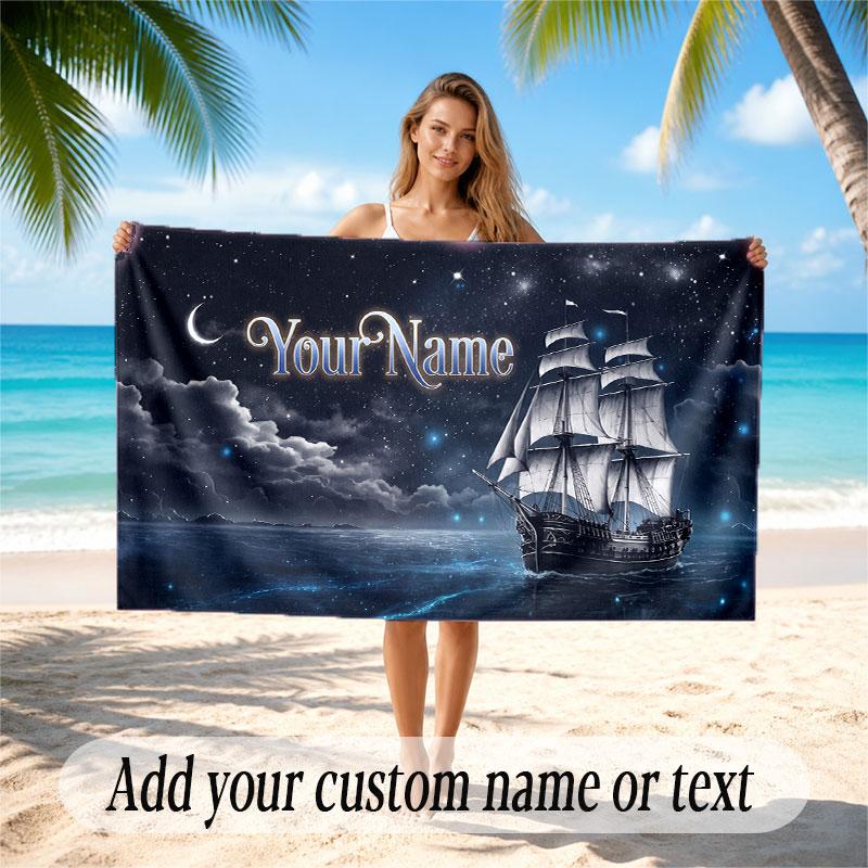 Personalized Name Designs Theme Soft Beach Towel Personalized Custom Name Text Towel Portable for Beach Pool Travel