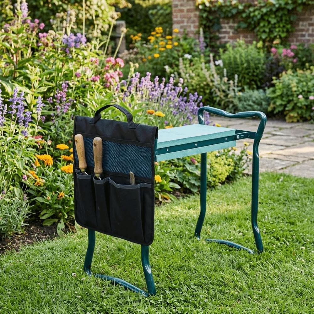 600D Oxford Cloth Garden Stool Bag Foldable Portable Garden Stool Storage Pouch Heavy Duty Black Garden Tool Pouch