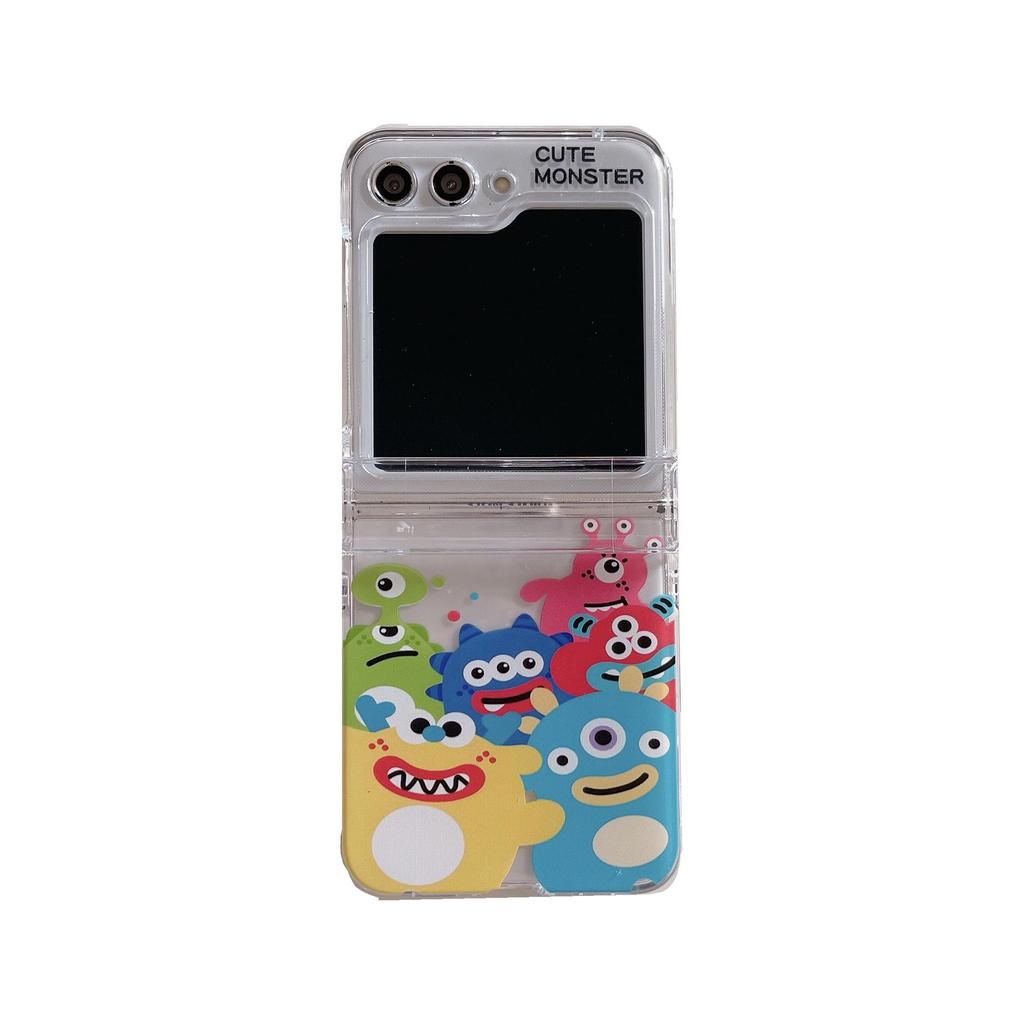 Japanese Korean Cartoon Monster Lanyard Case for Samsung Z Flip 3/4/5