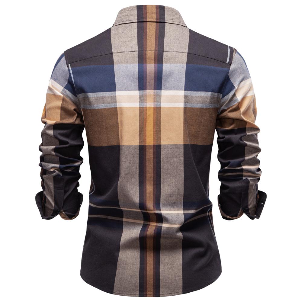 AIOPESON 2025 Classic Plaid Shirt Men 100% Cotton Autumn Winter Thicken Office Formal Long Sleeve Business Executive Mens Shirts
