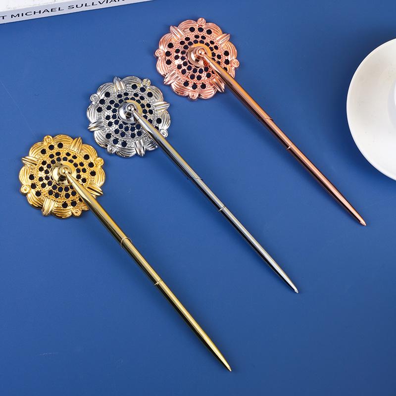 Plum Blossom Metal Anti-Lost Ballpoint Pen for Desk or Reception with Custom Logo.