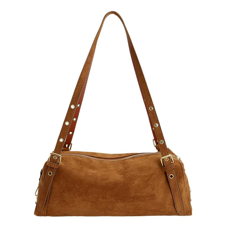 Stylish PU Shoulder Bag with Suede Texture and Adjustable Strap for Daily Use коричневый 1790₽