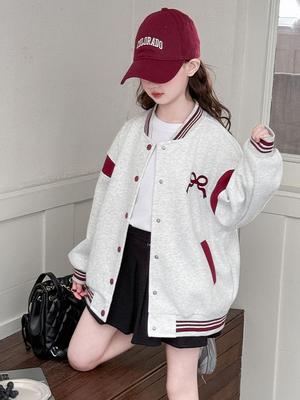 Mädchen 2025 Lässige Sport-Baseballjacke - Vielseitige Oberbekleidung für Kinder für Frühling und Herbst