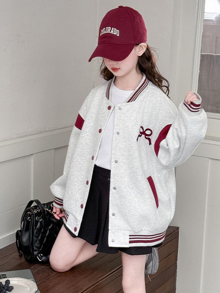 Girls' 2025 Casual Sport Baseball Jacket - Versatile Spring and Autumn Outerwear for Kids