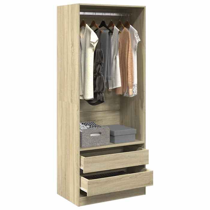 VidaXL Wardrobe Sonoma Oak 80x50x200 Cm Engineered Wood 3307749