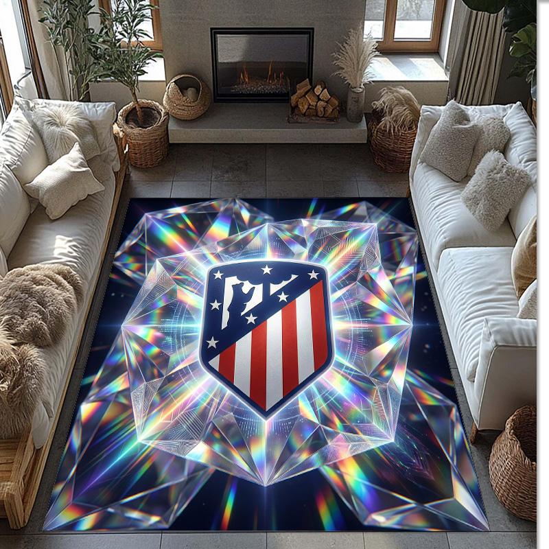 Atletico Madrid Printed Flannel Area Rug Non Slip Soft Polyester Floor Carpet Indoor Decor Mat for Bedroom Living Room Sofa Game Room Home Decoration