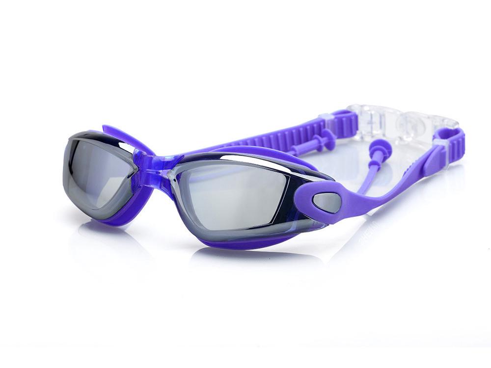 SBART High-Definition Flat Swimming Goggles with Large Electroplated Lenses & Earplugs - Waterproof & Anti-Fog, Unisex.
