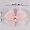 2Pcs Multi-layer Bow Hair Clips For Girls Chiffon Solid Hairpins Cute Pearls Pendant Barrette Kids Headwear Hair Accessories