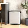 50L Dual Compartment Stainless Steel Bin, with Deodoriser Holders - Silver