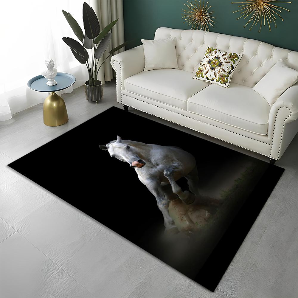 3D Animal Pentium Gallant Horse Steed Carpet Rug for Home Living Room Bedroom Sofa Doormat Decor,kid Area Rug Non-slip Floor Mat