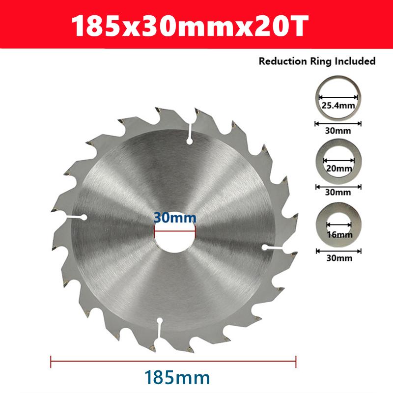 

185mm TCT wood circular saw blade with 80 teeth and a circular aperture of 30mm. Hard alloy TCT saw blade for wood cutting disc