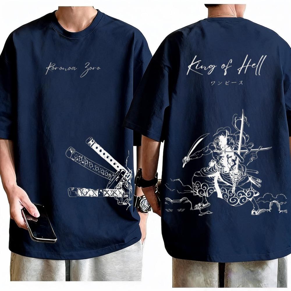GUOYAN TOP One Piece Roronoa Zoro T-shirt Unisex Harajuku Anime Grafische Print Ronde Hals Puur Katoen Mode Streetwear Tops Voor Mannen Vrouwen S