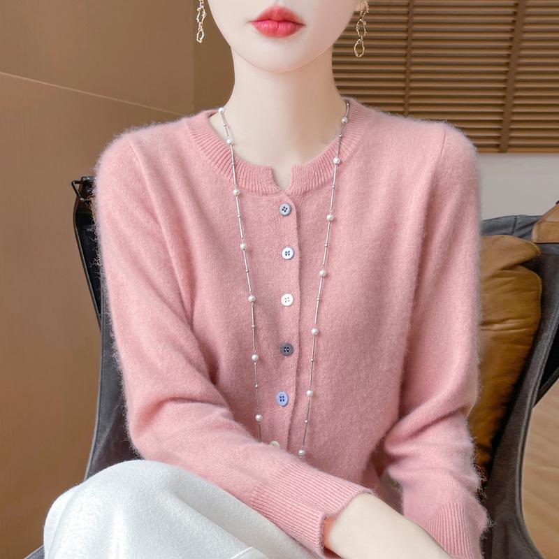 QingHe Cashmere Women's 30% Cashmere Cardigan - Soft & Warm Wool Blend Sweater