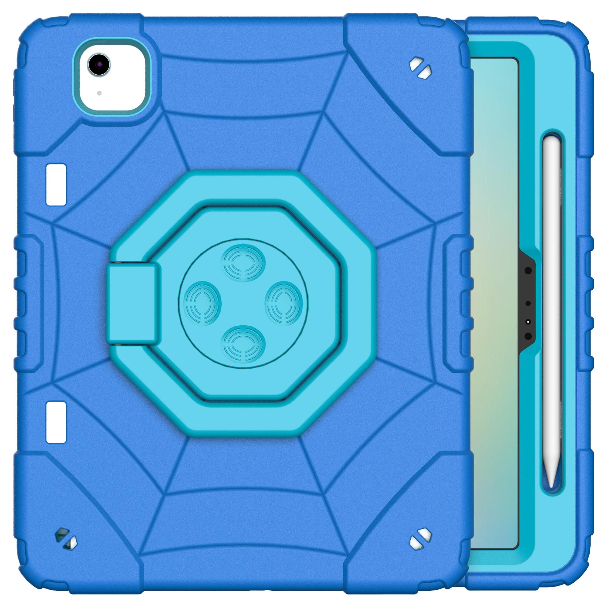 

For iPad Air 11 (2025)/(2024) M2 Case TPU+PC Fidget Tablet Cover with Handle Kickstand and Pencil Holder Blue+Blue