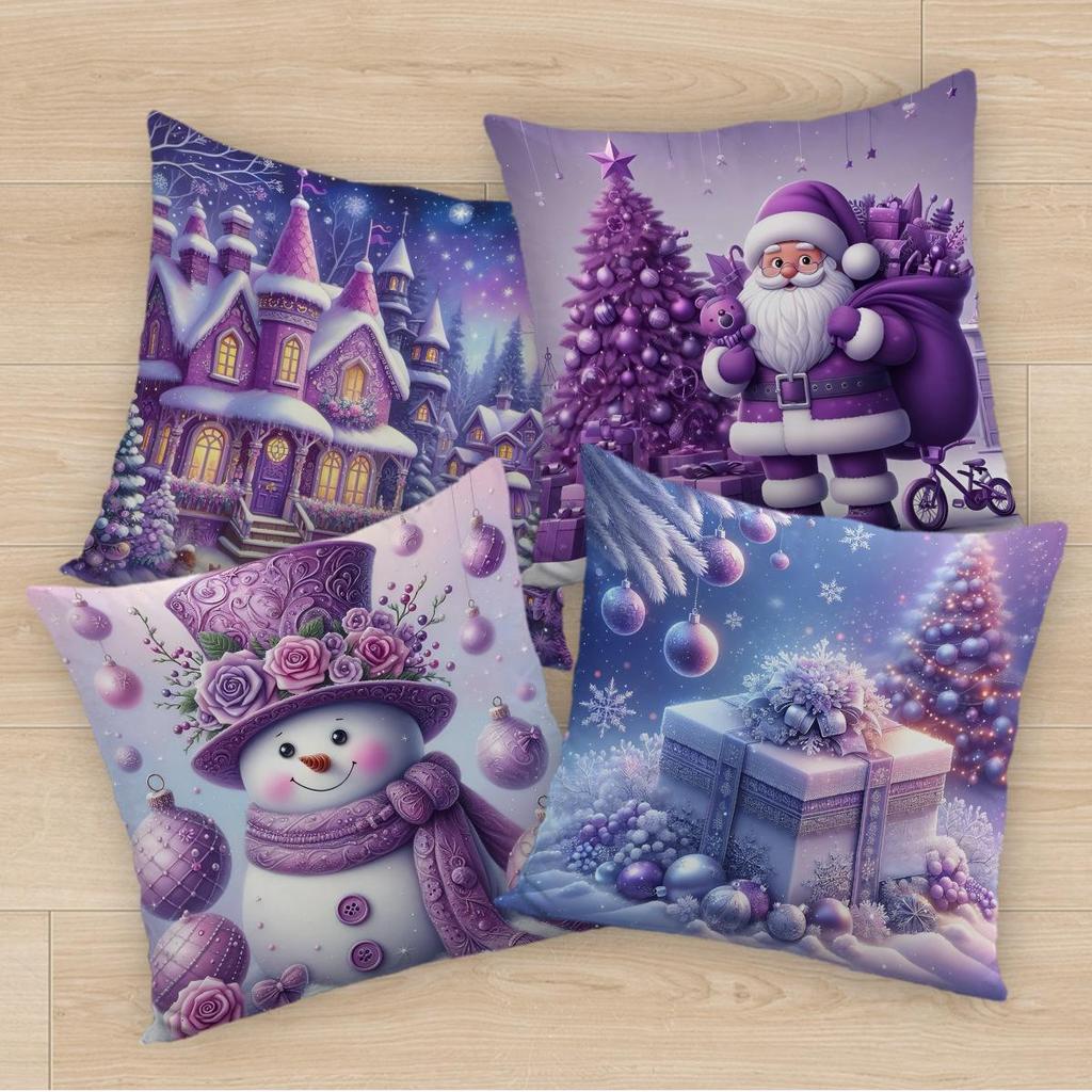Świąteczna poszewka na poduszkę z poliestru z nadrukiem - Świąteczna dekoracja poduszki do salonu i sypialni