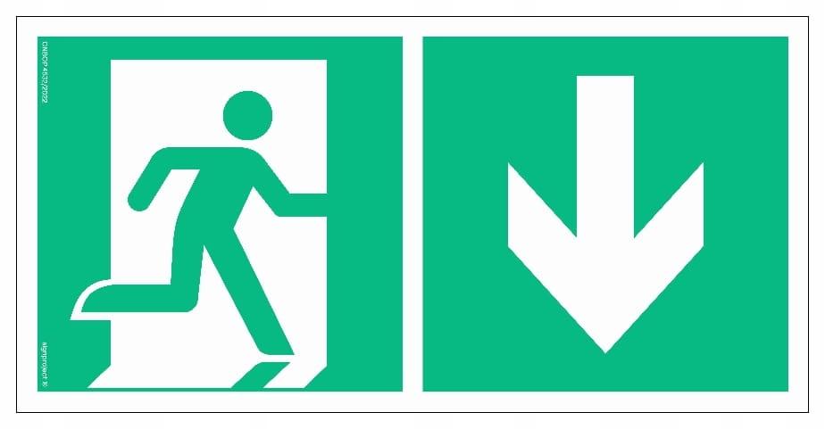 AE099 Direction to emergency exit down right