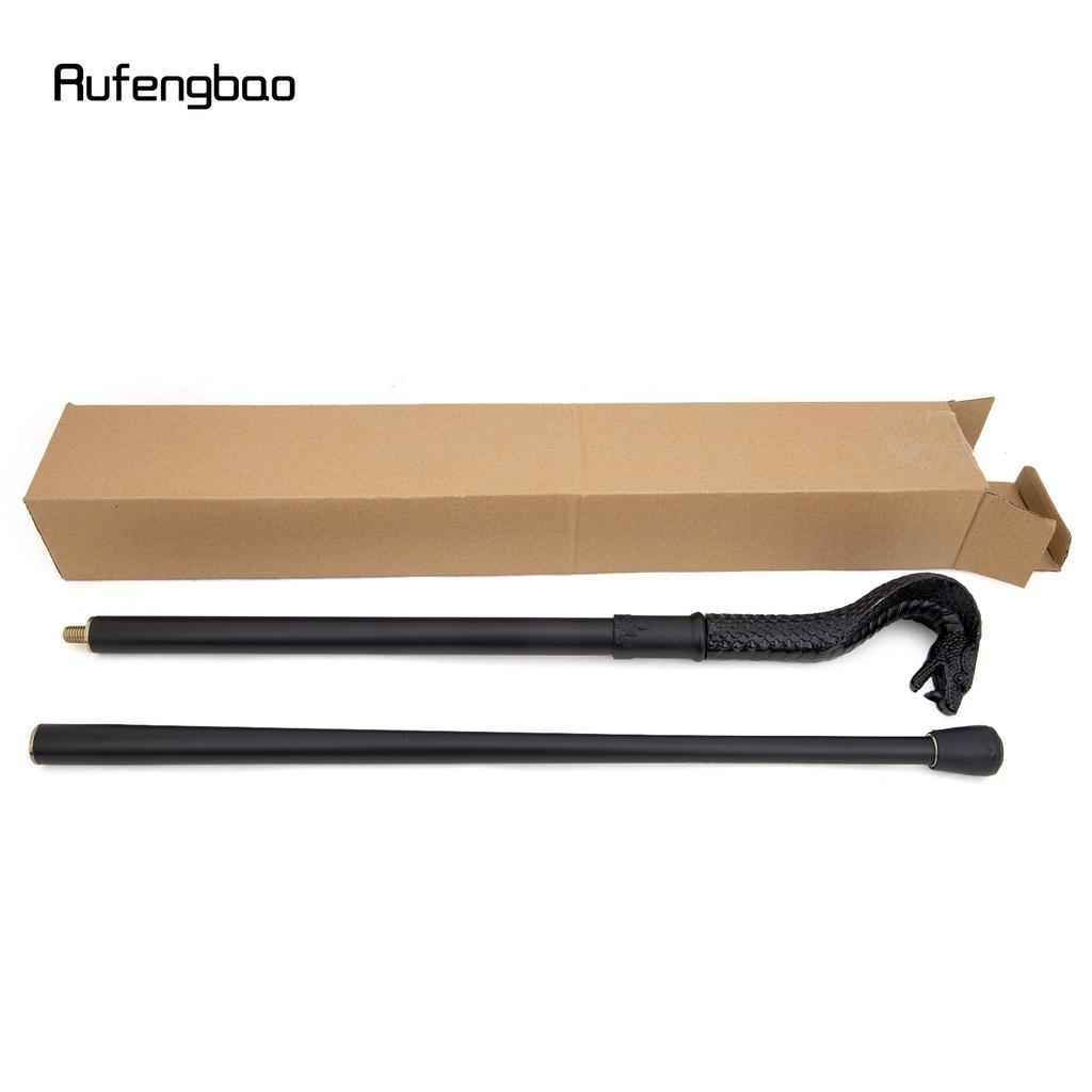 Bastion de mers de modă negru de lux cu mâner de șarpe pentru petrecere Baston decorativ Elegant cu buton de cârjă Baston de mers 94cm