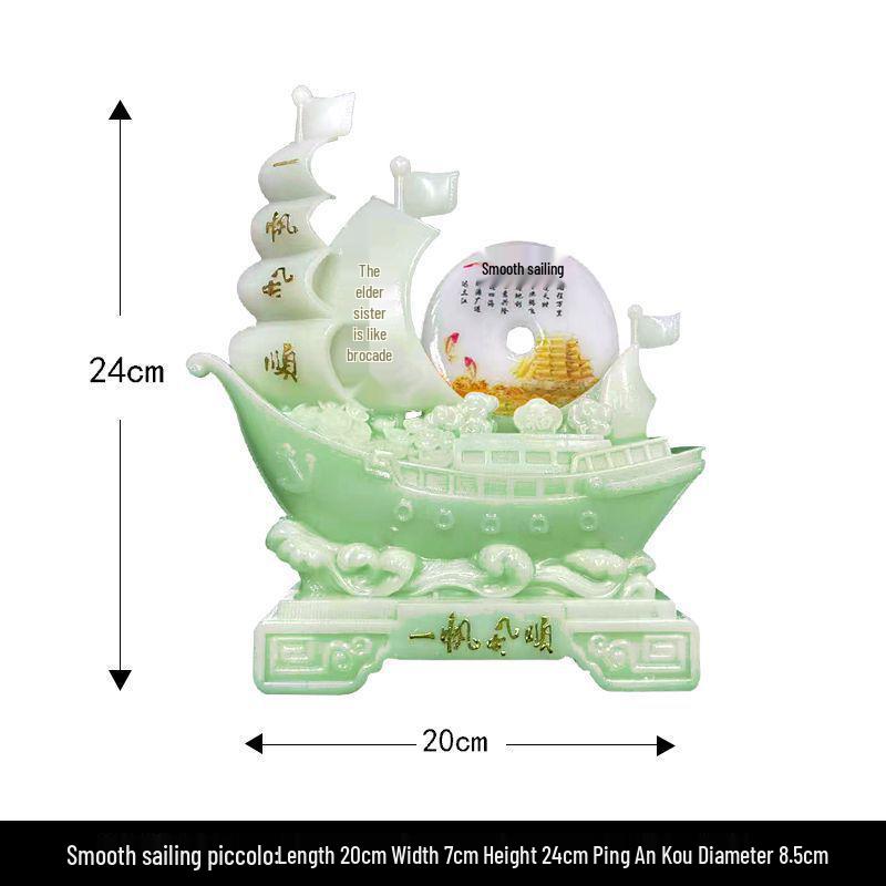 Smooth Sailing Jade Ornament for Living Room or Entrance - Decorative and Gift-Worthy.
