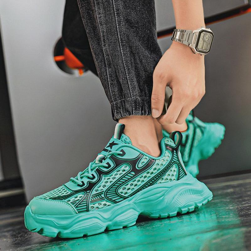 Fashion Yellow Male Sports Shoes Low-Top Mesh Upper Breathable Comfortable Athletic Light Walking On Sale Gym Jump Men's Casual Sneakers