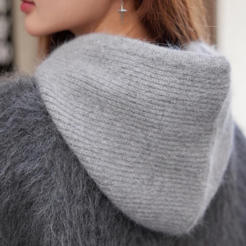 Kaninchenfell Gestrickter Schal Kapuze Sturmhaube Damen Kaschmir Mützen Winter Unisex Warm Ski Mütze Outdoor Ohrenschutz Mütze