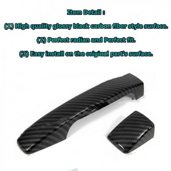 For 08-11 Subaru Impreza Glossy Black Carbon Fiber Side Door Handle Covers Trims