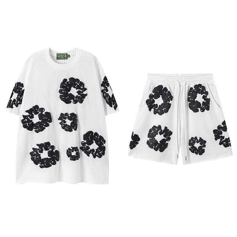 Set Casual pentru Cuplu Denim Tears Kapok Foam Print Stil American - Hanorac și Pantaloni de Trening