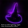 Black Polyester Witch Hat LED Light For Nighttime Celebrations Photo Props