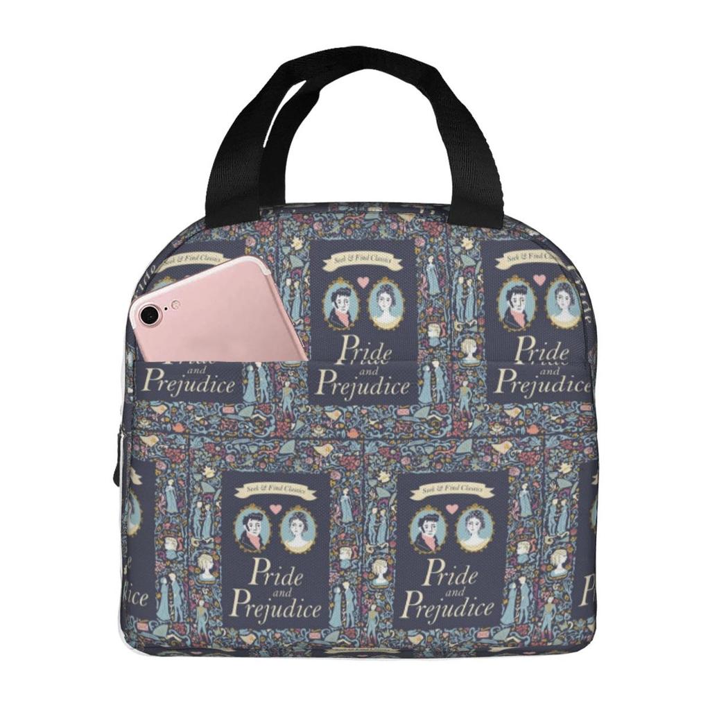 Pride And Prejudice Florals Quote Insulated Lunch Bag for Kids School Cooler Thermal Food Box Tote Lunch Boxes Container