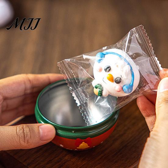Metal Small Trinket Storage Christmas Round Tin Ball Ornament, Cute Santa Reindeer Penguin Hanging Decoration, Tree Decoration Set Fillable Candy Gift