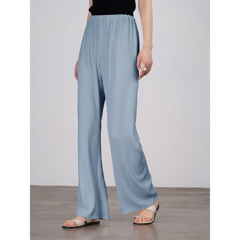 

Solid Color High-Waisted Air Pants with Draped Effect, Women s Wide-Leg Pants, 2026 New Casual Straight-Leg Pants M
