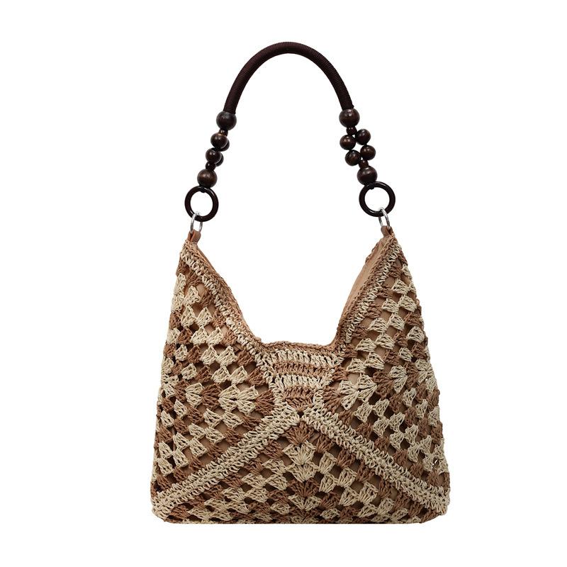 Handwoven Crochet Boho Tote Bag for Women Summer Beach Travel Casual Use