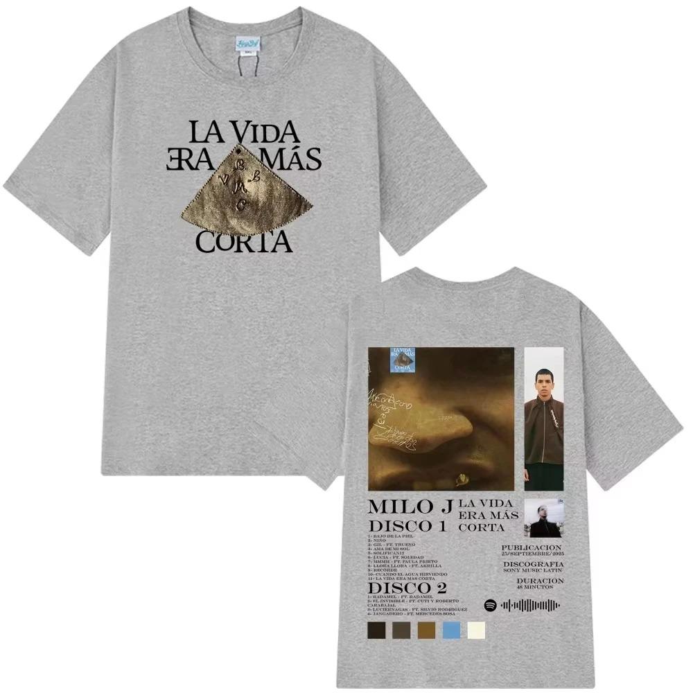 Rapper Milo J La Vida Era Mas Corta Album Theme TShirt Unisex HipHop TShirt Cotton Casual Short Sleeve HighQuality TShirt