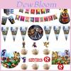 Suprimentos vibrantes para festa temática Roblox para celebrações de aniversário de crianças com banners e toppers de bolo