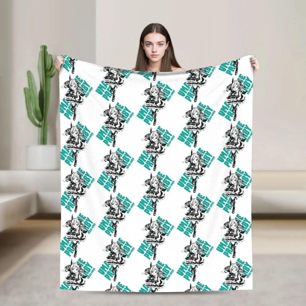 Uma Musume Mihono Bourbon Pretty Derby Anime Girl Cheerleader Flannel Throw Blanket for Kids and Picnics Soft Bedspread