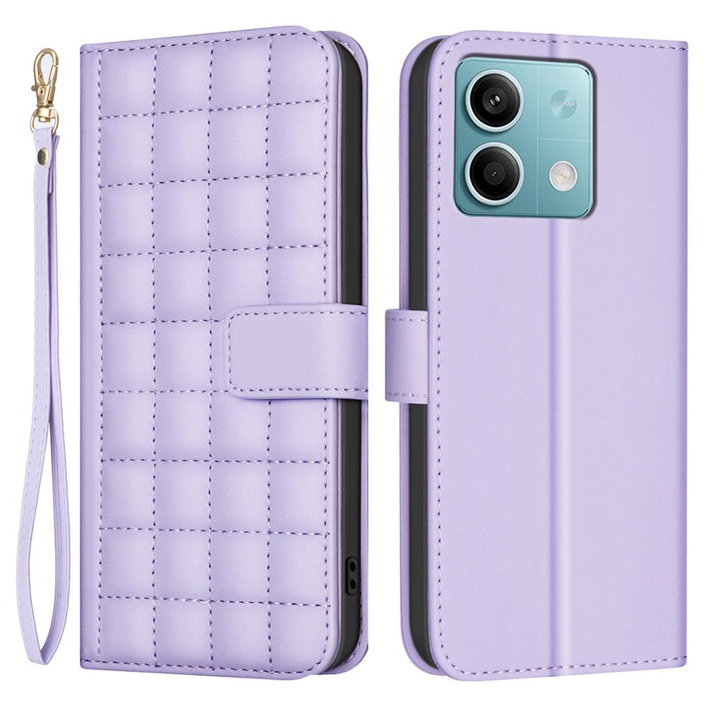 

For Xiaomi Redmi Note 13 4G Leather Case Wallet Phone Cover with Strap Light Purple