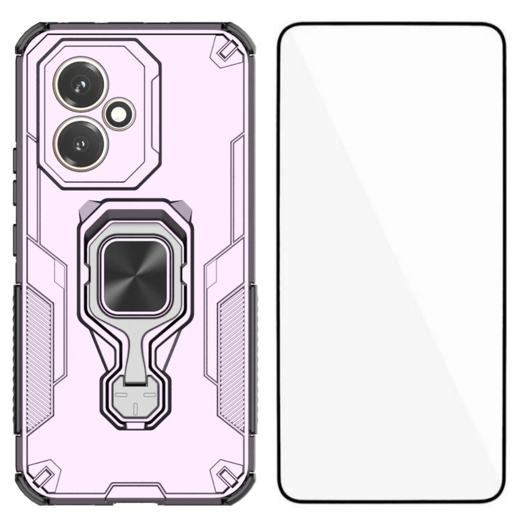 Dla Honor 400 5G (Światowy) Etui na telefon WANLONFENG PC TPU Tylna Pokrywa Podstawka ze Szkłem Hartowanym