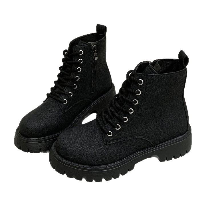 Thick-soled short boots British style thin large size women's boots Foreign trade heightening Martin boots 2025 autumn and winter new casual thick hee