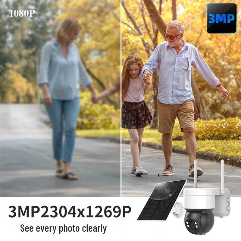 Tuya 3MP Solar-Powered Outdoor WiFi IP65 Waterproof PTZ Dome Camera