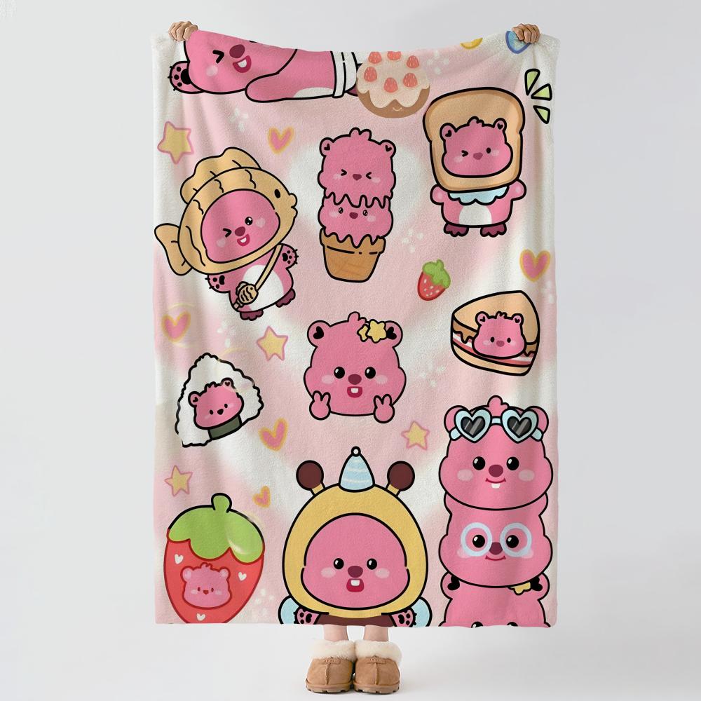 Character LLoopy Throw Soft Warm Flannel Blanket Multiuse Throw for Bed Sofa Office Air Conditioning Nap Blanket