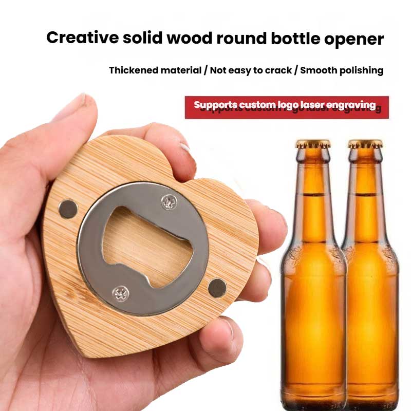 1/5/20PCS Beer Bottle Opener Heart Shaped Bamboo Magnetic Opener Portable Fridge Magnet Beer Opener Bar Wedding Home Party Tools