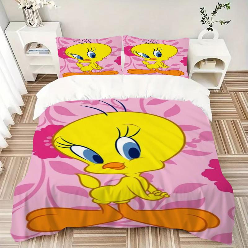 Tweety Bird Pink Background Print 3Pcs Bedding Setduvet Cover With 2 Bedropillowcase Home Birthday Gift